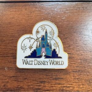 Walt Disney World WDW Blue Cinderella Castle Fireworks Logo Pin